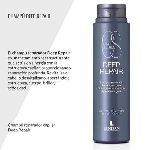 LENDAN Repairing Shampoo - Deep Repair for Damaged Hair - 300 ml with Hydrolyzed Keratin - Adds Shine & Reduces Frizz