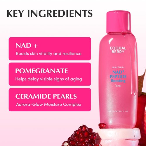 EQQUALBERRY NAD+ Peptide Boosting Toner – Radiance-Enhancing, Hydrating & Firming Toner for Dull Skin, Fine Lines & Wrinkles with Peptides & Ceramide – Anti-Aging Korean Skincare(5.07 fl.oz/150ml)