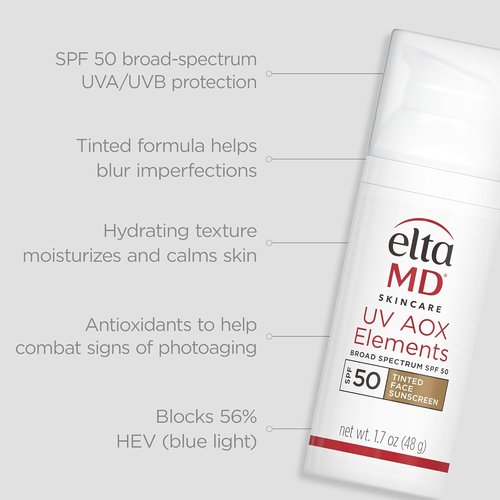 EltaMD Tinted Face Sunscreen - SPF 50 Mineral Protection for Sensitive Skin | 1.7 oz Pump