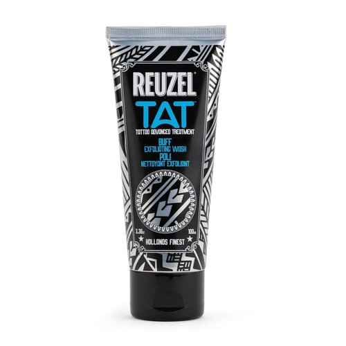 Reuzel Buff Exfoliating Wash - Gentle Tattoo Cleanser Scrub | Brightens & Smooths Color, 3.38 oz