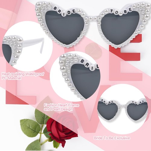 Bridal Shower Gifts for Bride - 5 Pcs Bride to Be Gift Set, I DO Slippers, Makeup Bag, Heart Sunglasses, Jewelry Box, Hair Clip, Cool Bachelorette Engagement Wedding Day Party Accessories for Her