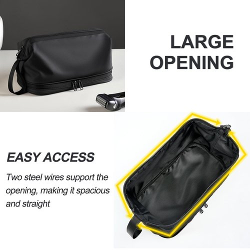 JUCURRI Large Travel Toiletry Bag for men women,Makeup Organizer Bag, Dopp Kit,Waterproof Hanging Cosmetic Bag for Toiletries Accessories(Black)