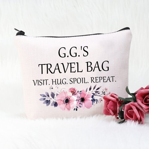 POFULL GG Gift Grandma Gift G.G.'S Travel Bag Visit Hug Spoil Repeat Travel Cosmetic Pouch GG Mother Day’s Gift (G.G.'S Travel Bag)