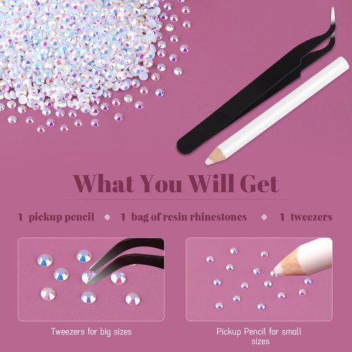 8000PCS 3mm Resin Jelly Rhinestones in Bulk (White AB), Bedazzling Flatback Crystals Rhinestones for Crafting DIY Nail Decoration, Gems Diomand Charms for Tumbler Shoes Clothing Fabric