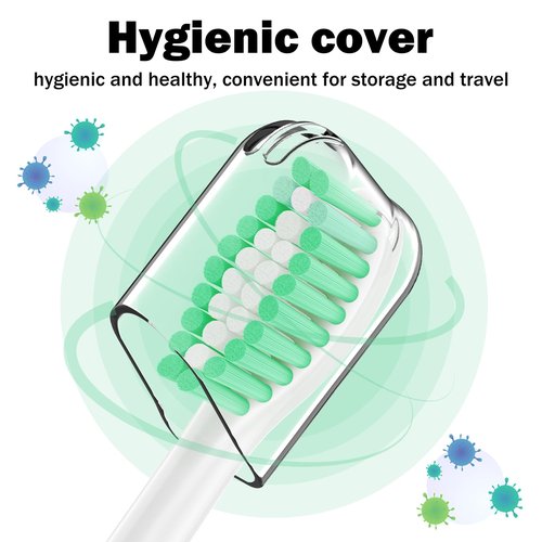 Replacement Toothbrush Heads for Philips Sonicare E-Series/Essence/Xtreme/Elite and Other Screw-on Electric Toothbrush Models, 8 Pack, Dupont Bristles with Protective Cover
