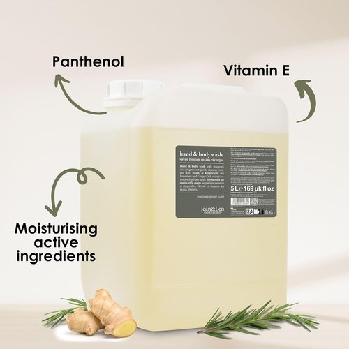 Jean & Len Hand & Body Wash - Rosemary & Ginger Scent | Cleans & Nourishes Skin, 169.07 Fl. Oz.