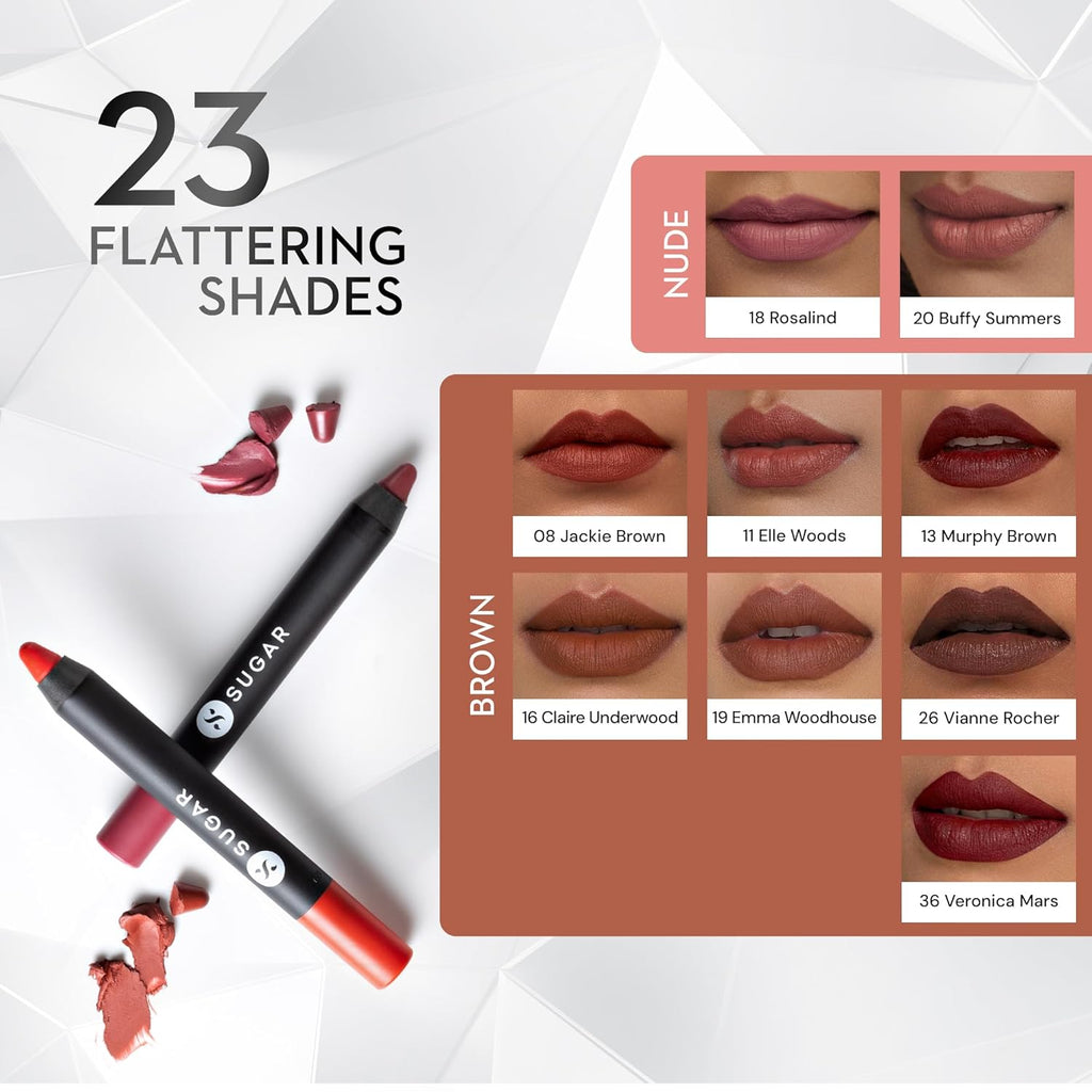 SUGAR Cosmetics Matte As Hell Crayon Lipstick - Long-Lasting 8+ Hours | 2.8g - 07 Viola