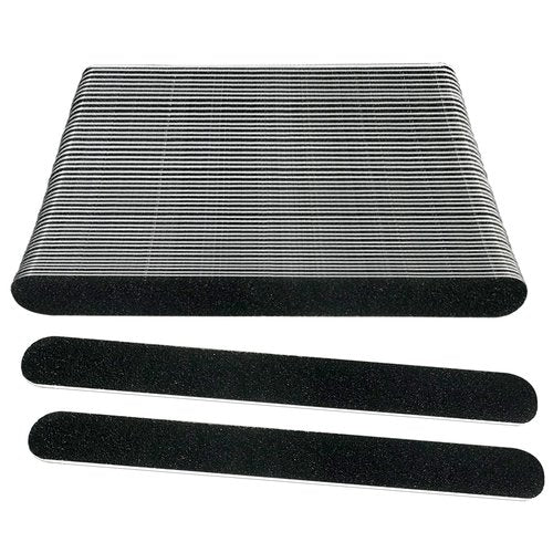 Emery Board Nail Files (50 Pack), 100/180 Grit Wooden Nail File for Natural Nails, 7 Inches Emory Filers Manicure Tool Set Disposable Nail File for Home Salon Black