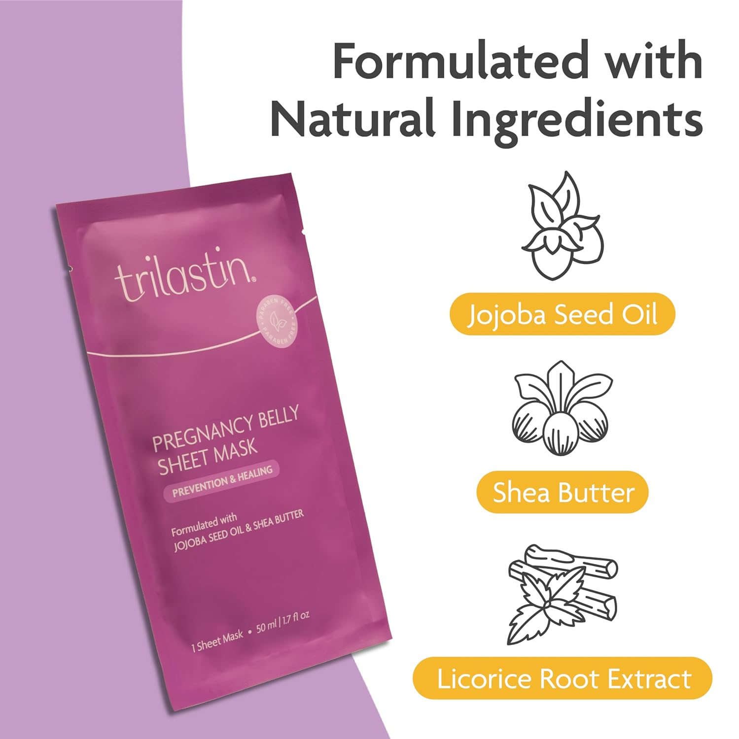 TriLASTIN Belly Masks - Hydrating & Soothing Masks for Pregnant Women - Reduces Stretch Marks - 1 Pack