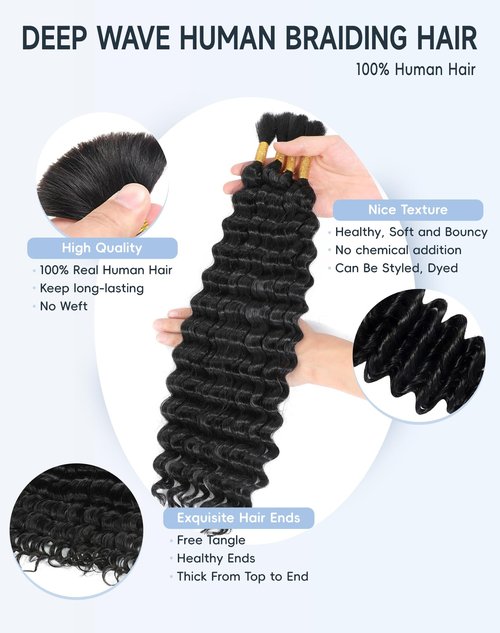 Human Braiding Hair For Boho Braids 110g Curly Boho Hair For Braiding Knotless 12A 100% Unprocessed Brazilian Virgin Hair Extensions Bulk Bohemian 4 Bundles/Pack Natural Color 16Inch
