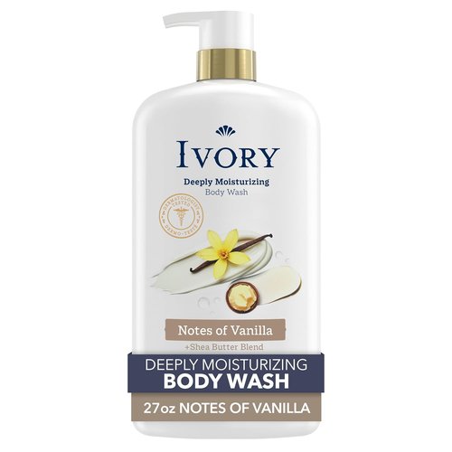 Ivory Body Wash - Deeply Moisturizing Formula with Shea Butter | 24hr Hydration & Vanilla Scent, 27 oz