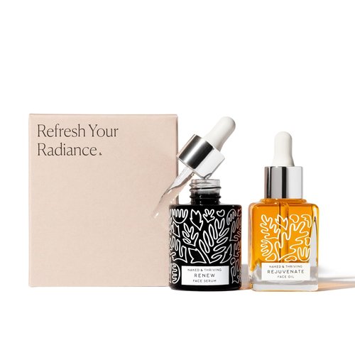Naked & Thriving Night Set - Renew Resurfacing Serum (30 mL) & Rejuvenate Face Oil (35 mL) with Hyaluronic Acid & Fruit AHAs