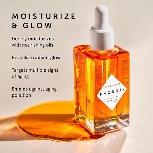 HERBIVORE Phoenix Facial Oil - Deep Renewal Anti-Aging Formula with Rosehip, CoQ10 & Vitamin E | Moisturizes Dull, Dry Skin