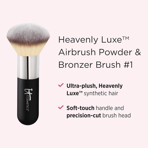 IT Cosmetics Heavenly Luxe Airbrush Powder & Bronzer Brush #1 - Smooth, Even Finish - Jumbo Handle & Soft Bristles