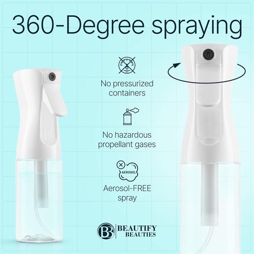 BeautifyBeauties Hair Spray Bottle - Ultra Fine Continuous Mister for Hairstyling & Skin Care | 6.8 Oz Black