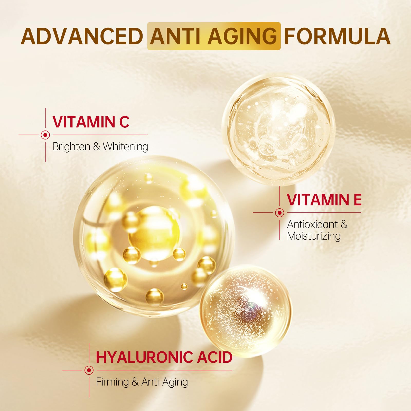 Vitamin C Face Serum with Vitamin C, Hyaluronic Acid, Vitamin E, Serum for Dullness, Balanced Complexion, Eye Area, Fine Lines & Wrinkles, 30ml/1.01oz