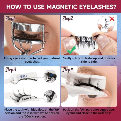 Mayhug Magnetic Eyelashes 3 Pairs, Reusable Magnetic Lashes with Applicator No Glue Needed Lash Clusters Kit Natural Look, Easy to Wear and Remove (3 Pairs-Kit 2)