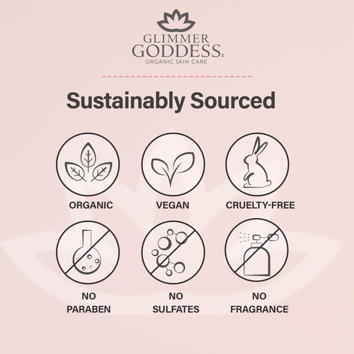Glimmer Goddess Organic Whipped Body Butter for Women - Moisturizer Cream with Shea & Cocoa Butter, Almonds & Coconut Oil - Unscented, 8oz