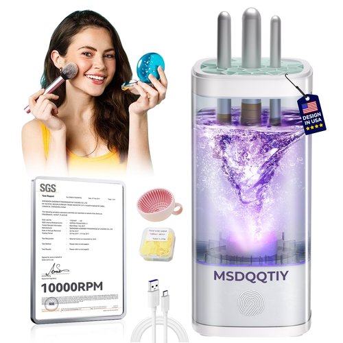 3.0 Upgrade Make Up Brush Cleaner Cosmetic【Industry NO.1-12x Cleaning Power】【SGS Certified - 0 Dust】 MakeupBrushes Cleaner Suitable for all Brush，Circuit Upgrade Make Up Brush Cleaner WHITE