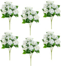 Nearly Natural 14-Inch UV Resistant Artificial Hydrangea Bush - Set of 6 for Indoor/Outdoor Decor