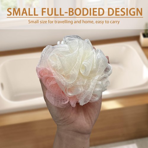 BEAGERUO 20 Pack Travel Loofah Individually Wrapped, Small Loofah Shower Puff, 30g Mini Bath Sponge Pouf Ball Body Sponges for Shower, Multicolor