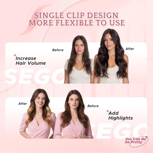 SEGO Clip In Short Hair Extensions Real Human Hair Single 6 Pcs Individual Clip Ins Highlight Remy Balayage Straight Soft Seamless Hairpieces for Women -12 Inch #12P613 Golden Brown&Bleach Blonde