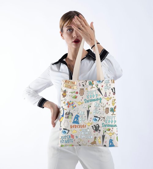 POFULL Movie Characters Collage Carrier Bag Case Fairy Tales Gift for Women