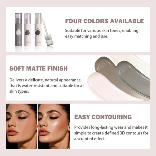 Skiennix Liquid Contour Stick - Cold Matte Grey Bronzer for Blendable, Long-Lasting Face Shaping | Travel Size