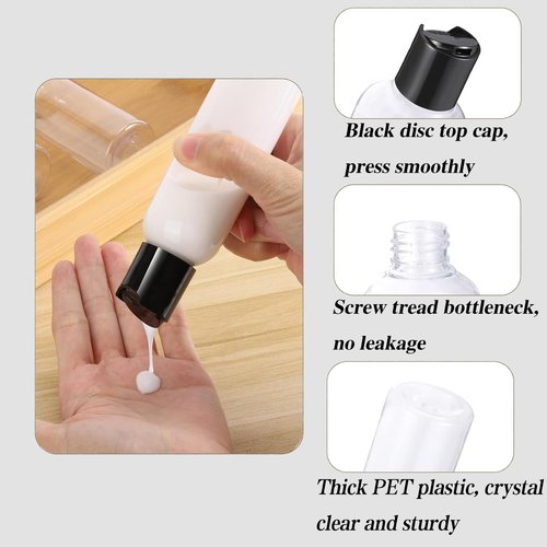 NovaHF 10 Pack Leakproof 3.4 oz Travel Bottles - Refillable Empty Plastic Cosmetic Containers for Toiletries Shampoo Lotions Cream