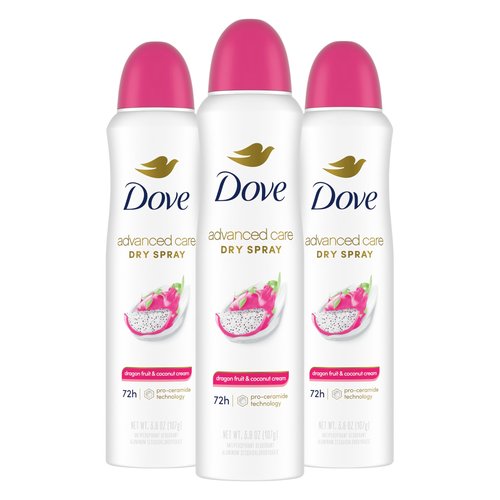 Dove Advanced Care Antiperspirant Deodorant Spray for Women 3 Pack Dragon Fruit & Coconut Cream 72 hour sweat and odor protection 3.8oz