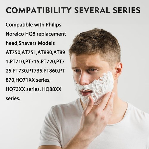 Philips Norelco HQ8 Replacement Heads - Compatible Blades for Aquatec Shavers | 9 Pack