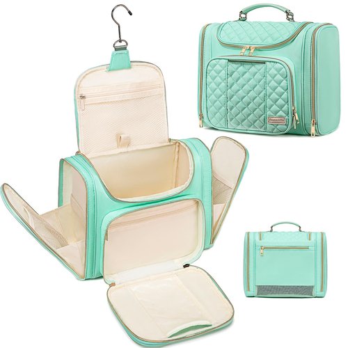 Romenrita Travel Toiletry Bag for Women, Hanging Toiletry Bag, Bathroom Bag Portable Shower Caddy for College Dorm Travel Shower Bag for Women Water-Resistant Cosmetic Makeup Bag (Green)