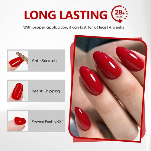 Conaumy Red Gel Polish 1 Pcs 13ml, Bright Red Gel Nail Polish Red, Neon Red Gel Polish for UV Light Easy to Apply Soak Off Red Nail Polish Manicure Salon DIY at Home Suitable for Beginners