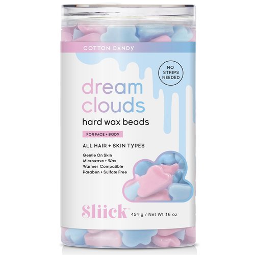 Sliick Hard Wax Beads for Hair Removal, Dream Clouds - DIY At-Home Wax Beads for Face, Body & Sensitive Skin, No-Strip Formula, 16 oz