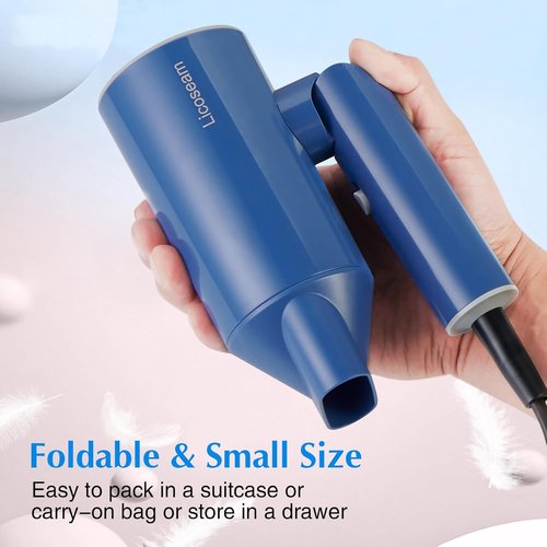 Skiennix Hair Dryer - 1600W Compact Foldable Blow Dryer for Fast Drying - Blue Color