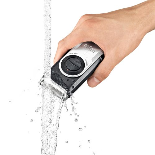 Braun MobileShave M-90 Travel Shaver - Precision Trimmer & Washable Design in Silver