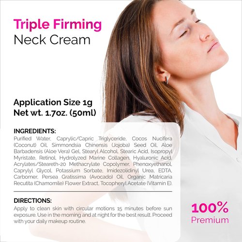 ACTIVSCIENCE Neck Firming Cream - Natural Anti-Aging Moisturizer with Retinol & Hyaluronic Acid - Day & Night Use