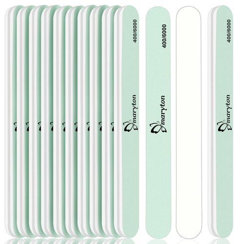 Maryton Nail Buffer and Shine Kit - 10pcs Nail Shine Buffer Blocks for Natural Nails Polisher Fingernail Buffer Buffing File 400 6000 Grit