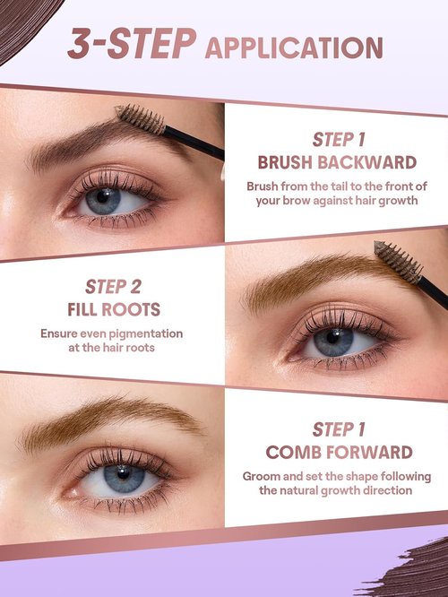 SheGlam Airy Tinted Brow Mousse - Highly Pigmented Eyebrow Cream Gel | Water-Removal, Ash Pink