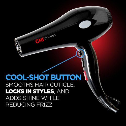 CHI Dynamic Hair Dryer - Smooth & Voluminous Blow Dryer with Comb Attachment & Nozzle | Low Noise Design