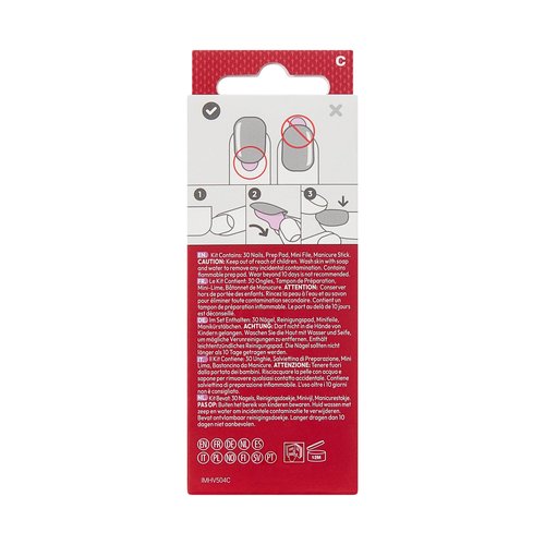 KISS imPRESS Holiday Press On Nails, ‘Feelin' Festive’, Red, Short Squoval, 3D Effect, Improved Super Hold Adhesive, 30 Fake Nails, Prep Pad, Mini Nail File, & Manicure Stick