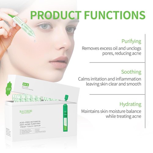 Regine Switzerland Gentle Botanical Acne Treatment - Acid-Free Spot Serum with Niacinamide & Witch Hazel for Sensitive, Oily Skin | 1.2 ml × 30 Ampoules