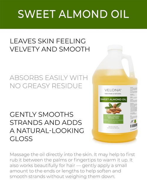 velona Sweet Almond Oil - 64 Fl Oz | 100% Pure and Natural Carrier Oil |Cold Pressed | Skin, Hair, Body & Face Moisturizing | Use Today - Enjoy Results…