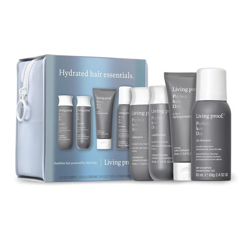Living Proof Hydrated Hair Essentials Kit | Travel Size Perfect Hair Day Shampoo, Conditioner & 5-in-1 Styling