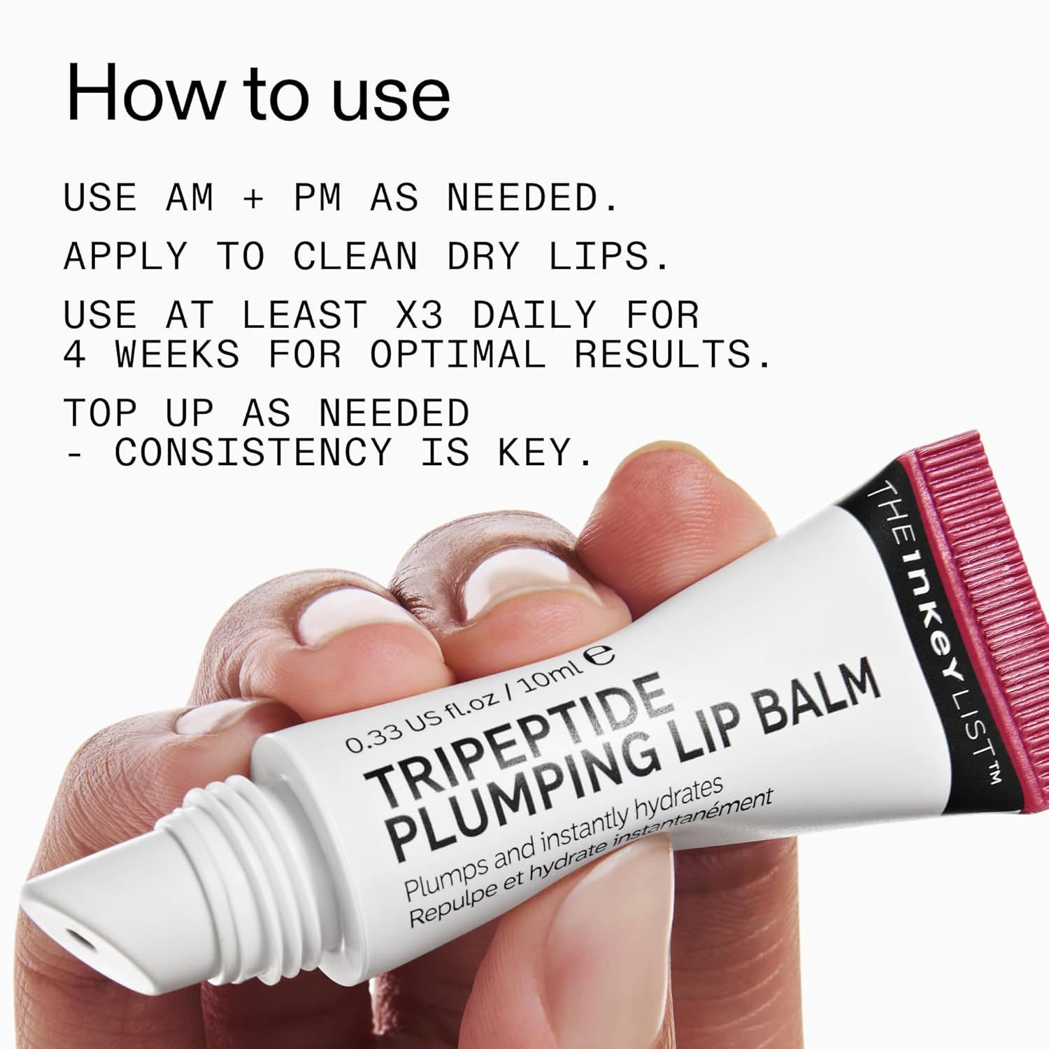 The INKEY List Tripeptide Lip Balm - Clinically Proven Plumping & Hydrating, 10ml, Berry Tint