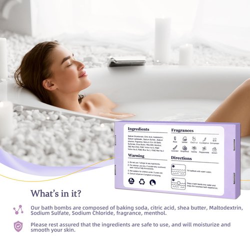 TranquilBliss Bath Bombs for Women, 50 PCS Set with 10 Rich Scents, Natural Bubble Bathbombs, Dry Skin Moisturizing, Present for Christmas, Mother’s Day, Birthday, for Mom, Wife, Her, Girls