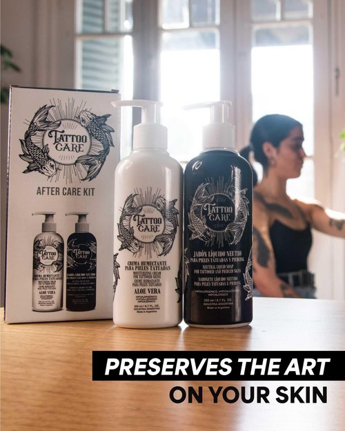 Tattoo Care Tattoo Aftercare Kit - Cream and Soap for Healing, Protecting and Brightening New and Old Tattoos - Cruelty-Free (KIT 6.7 fl OZ each)