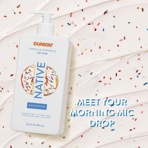 Native Body Lotion - Dunkin Vanilla Sprinkle Moisturizer for Dry Skin | 16.5 oz Plant-Based Formula