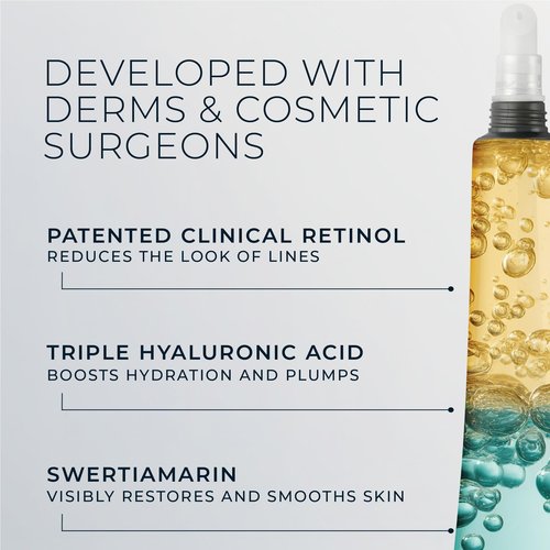 RoC Derm Correxion Fill + Treat Advanced Retinol Serum, Wrinkle Filler Treatment with Hyaluronic Acid for Crow's Feet, 11 Wrinkles, & Laugh Lines, (.5 fl oz) with Retinol Packette (Packaging May Vary)