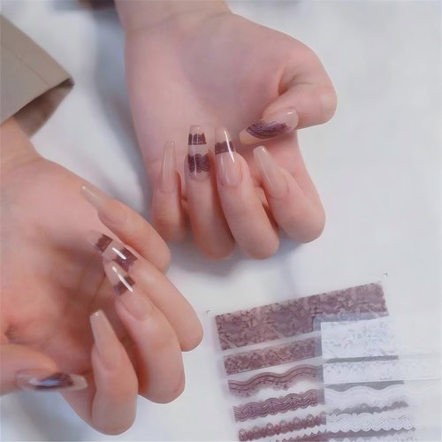 4 Colors ins Minimalist Style Nail Stickers, Lace Bridal Wedding Nail Art Sticker for Man Woman (4 Sheets)